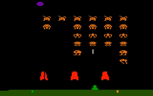 Exemple de jeu vidéo de type « Shooters » : Space Invaders sur Atari